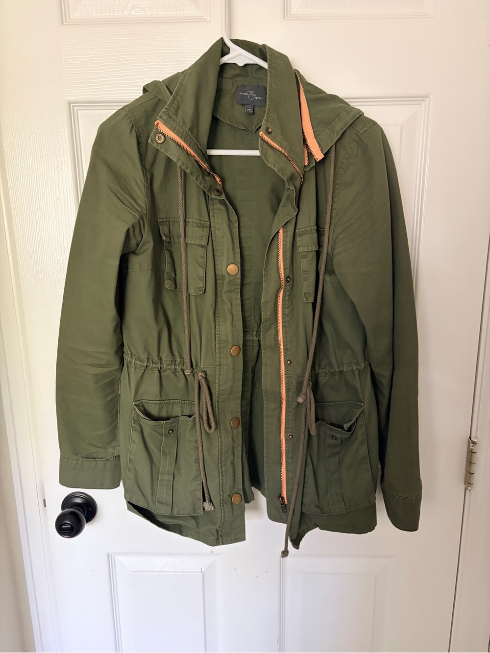 Olive Utility Jacket with Drawstring Waist